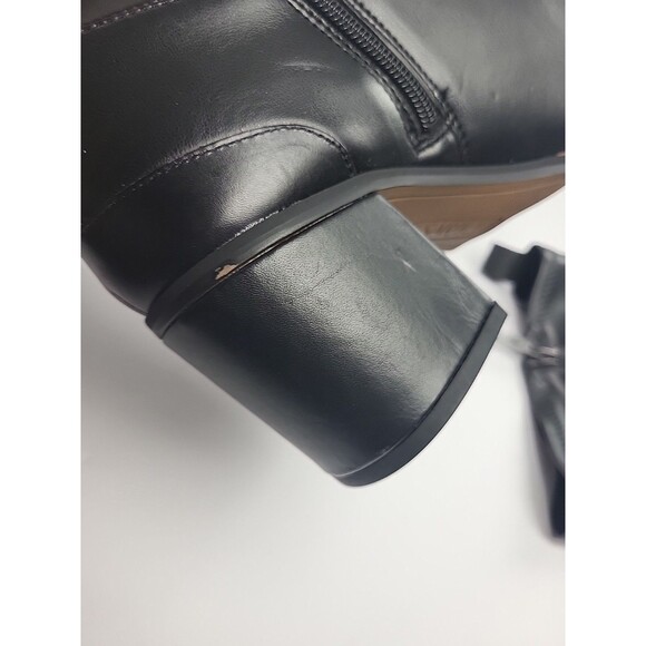 Franco Sarto Figaro Black Leather Knee High Heeled Stretch Faux leather Boots 8M - Picture 9 of 16